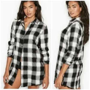 Victoria’s Secret Flannel Plaid Button Down Nightgown Size Small S Nightie